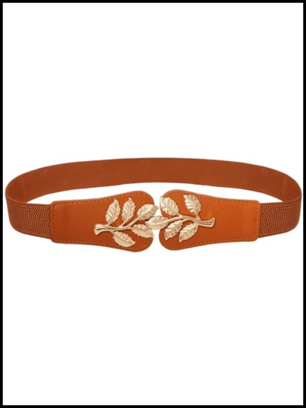 Women's Skinny Stretch Belt with Double Knot Buckle Faux Leather Elastic